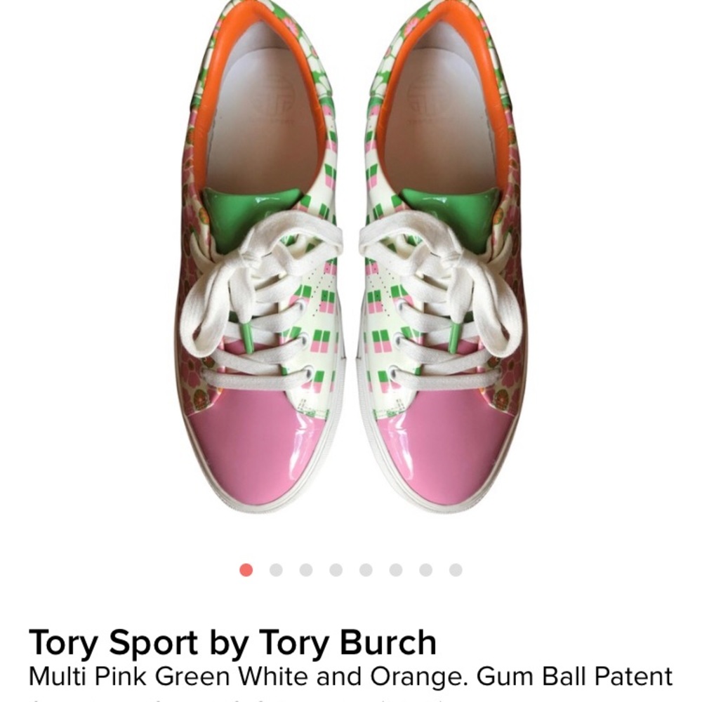 Tory Gum Ball Pink Multi Patent Sneaker